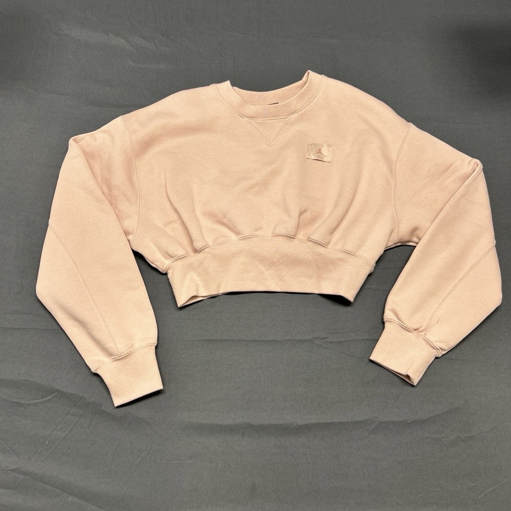pink Jordan Women's Flight Cropped Fleece Sweatshirt Small